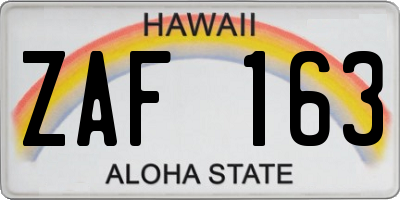 HI license plate ZAF163