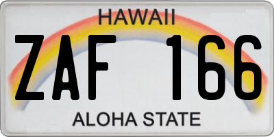 HI license plate ZAF166