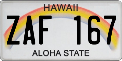 HI license plate ZAF167