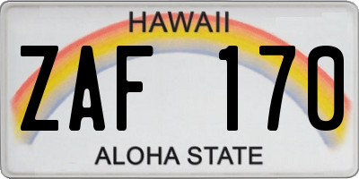 HI license plate ZAF170
