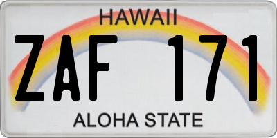 HI license plate ZAF171