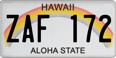HI license plate ZAF172