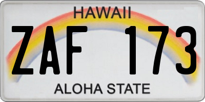 HI license plate ZAF173