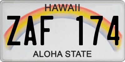 HI license plate ZAF174