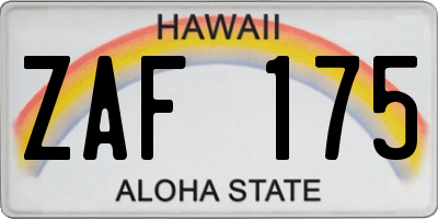 HI license plate ZAF175