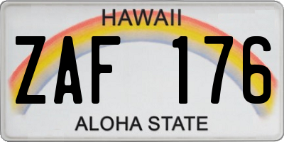 HI license plate ZAF176