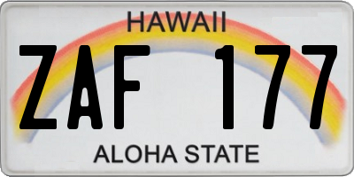HI license plate ZAF177