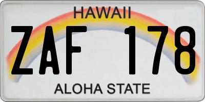 HI license plate ZAF178