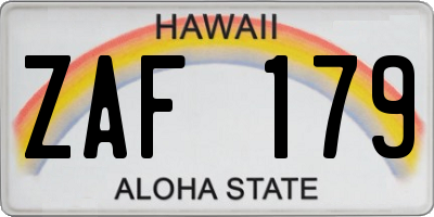 HI license plate ZAF179