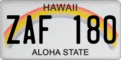 HI license plate ZAF180