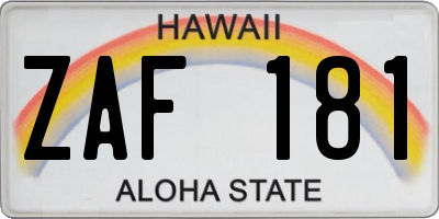 HI license plate ZAF181