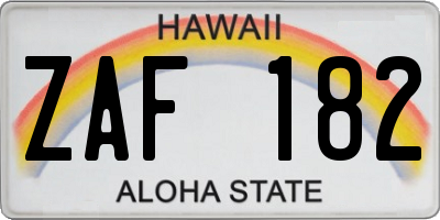 HI license plate ZAF182