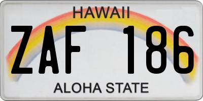 HI license plate ZAF186