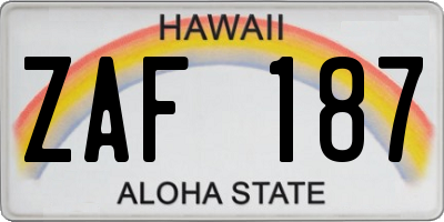 HI license plate ZAF187