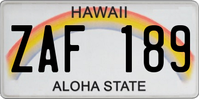 HI license plate ZAF189