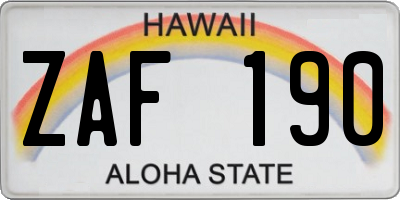 HI license plate ZAF190