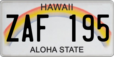 HI license plate ZAF195