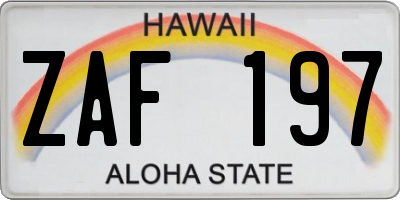 HI license plate ZAF197