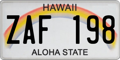 HI license plate ZAF198