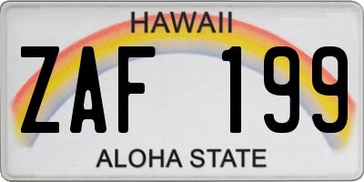 HI license plate ZAF199