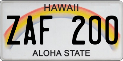 HI license plate ZAF200