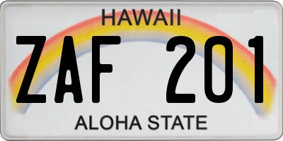 HI license plate ZAF201