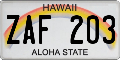 HI license plate ZAF203