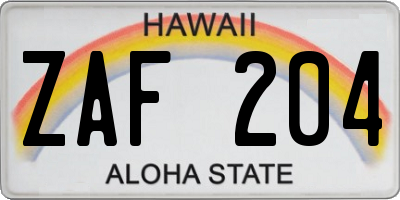 HI license plate ZAF204