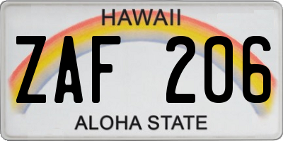 HI license plate ZAF206