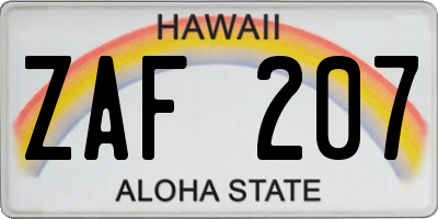 HI license plate ZAF207