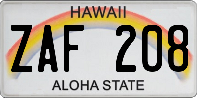HI license plate ZAF208