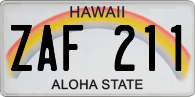 HI license plate ZAF211