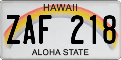 HI license plate ZAF218