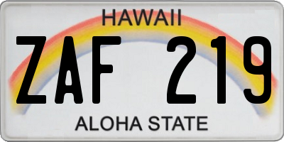 HI license plate ZAF219