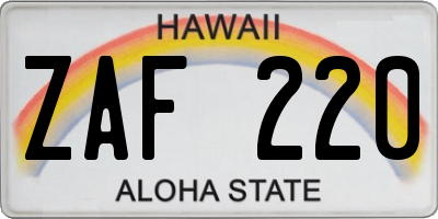 HI license plate ZAF220