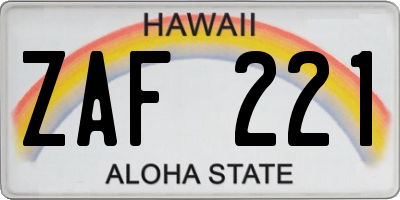 HI license plate ZAF221