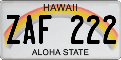 HI license plate ZAF222