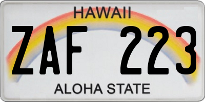 HI license plate ZAF223