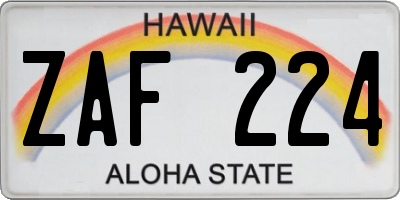 HI license plate ZAF224