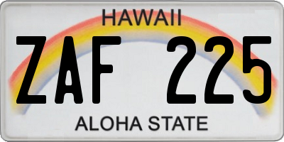 HI license plate ZAF225