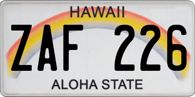 HI license plate ZAF226
