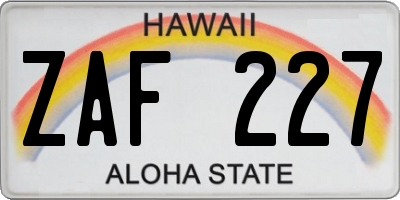 HI license plate ZAF227