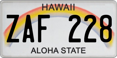 HI license plate ZAF228