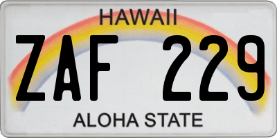 HI license plate ZAF229
