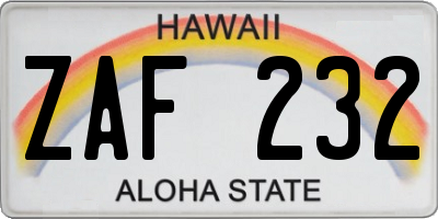 HI license plate ZAF232
