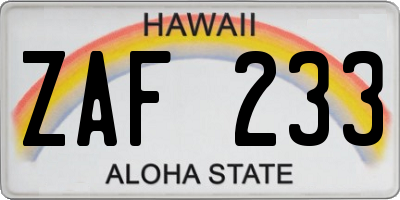 HI license plate ZAF233