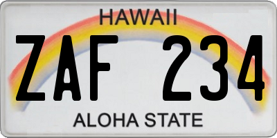 HI license plate ZAF234