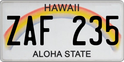 HI license plate ZAF235