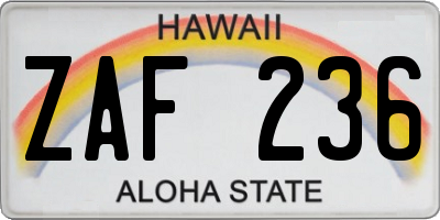 HI license plate ZAF236