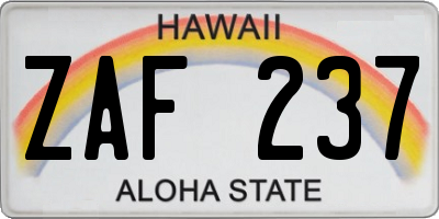 HI license plate ZAF237